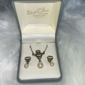 Vintage Pearl Earrings & Necklace